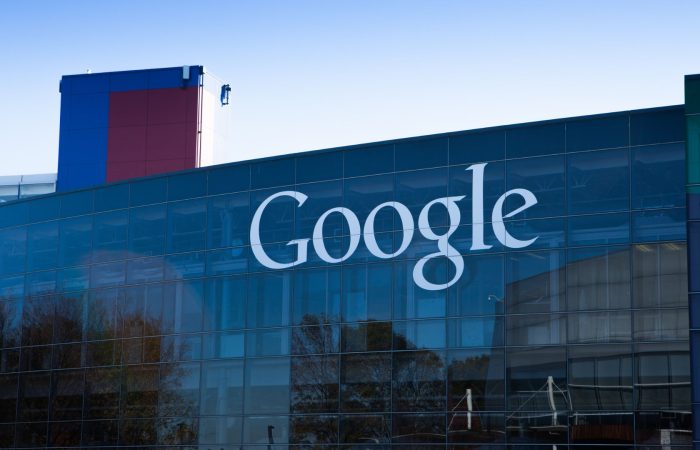 Google headquarters building in Mountain View is a city in Santa Clara County, California.